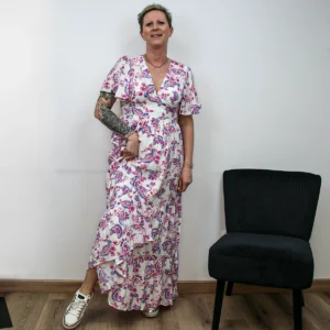 Robe longue rose